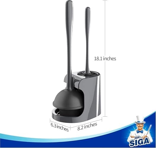 MR.SIGA Toilet Plunger and Bowl Brush Combo for Bathroom Cleaning, Gray, 2 Sets thumbnail 2