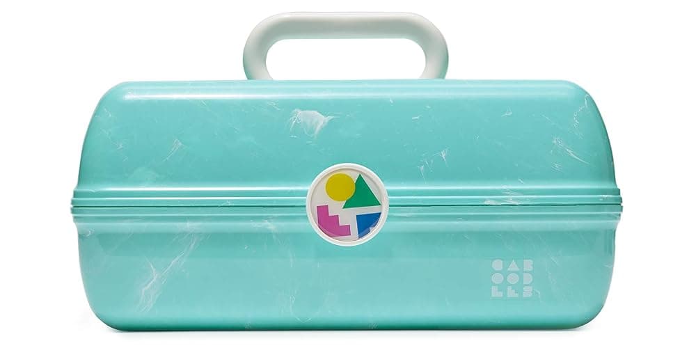 Caboodles On-The-Go Girl Makeup Box, Turquoise on Marble, Hard Plastic Makeup Organizer Box, Built-In Mirror, Secure Latch for Safe Travel, Spacious Storage for Large Items - Image 1