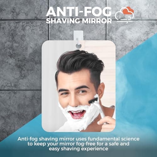 Shower Mirror Fogless for Shaving, Fogless Mirror for Shower with 1 Adhesive Hooks, Bathroom Shatterproof Shaving Mirror - for Men and Women (Silver) thumbnail 2