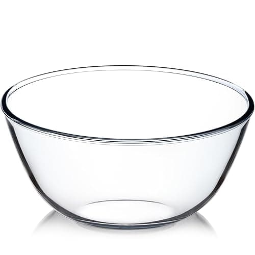 NUTRIUPS 4.7 Quart Large Glass Mixing Bowl, Clear Large Salad Bowls Glass Big Mixing Bowls for Kitchen