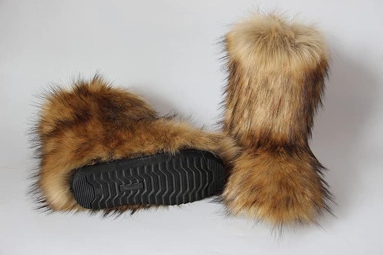 Gegefur Women's Faux fur Boot Furry Fluffy Short Snow Boot Mid-Calf Boots Warm Comfortable Outdoor Flat Shoes thumbnail 4