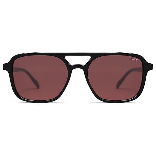 SOJOS Retro Aviator Sunglasses for Women Men,Trendy Rectangle Womens Mens Shades Sun Glasses SJ2202 thumbnail 2