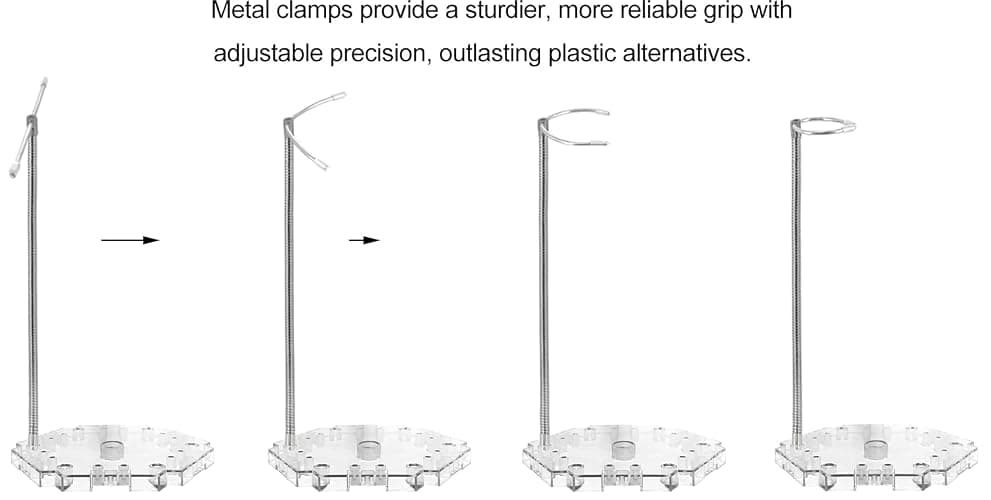 NovaViva Flexible Assembled Action Figure Stand,Action Figure Display Holder Stand Base,Compatible with HG RG SD SHF Gundam 1/144 Toy,Doll Model Support Stand (4 Pack Clear) thumbnail 5