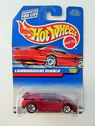 Hot Wheels Maroon Lamborghini Diablo 5-Spoke 1998 Coll #781 on RED Card 1:64 Scale by Hot Wheels thumbnail 2