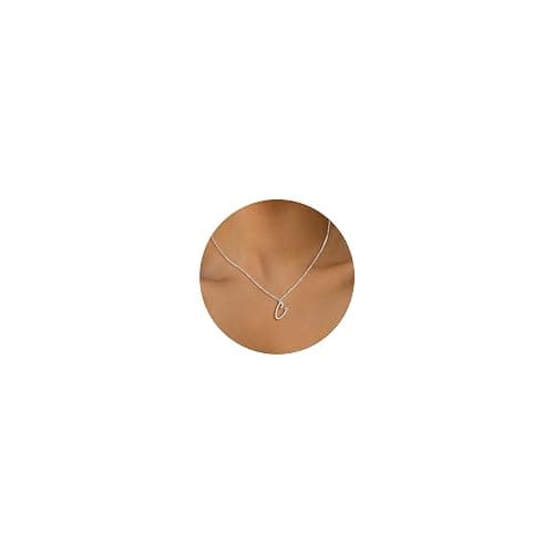 HSWYFCJY Initial Necklace for Women,14K Gold Dainty A-Z Letter Pendant with Heart Choker Necklace Jewelery Gifts,Personalized Cursive Cute Tiny Initial Pendant Necklace for Girls - Image 1