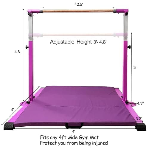 GBVUGY Gymnastics Kip Bar for Home Indoor Training,Horizontal Bar for Kids Girls Junior,Adjustable Arms from 3' - 5' Gym Equipment,1-4 Levels,300lbs Weight Capacity thumbnail 6