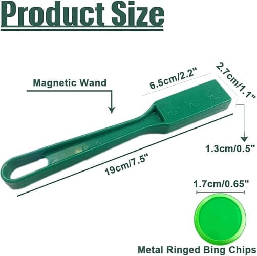 Dacefloy Magnetische Stäbe und Bingo Chips Set Magnetstab 100 Metall Ringed Discs Wissenschaft STEM Kit Lernzubehör Familie Spiel Nacht Lotto Token (Grüner Satz) thumbnail 2