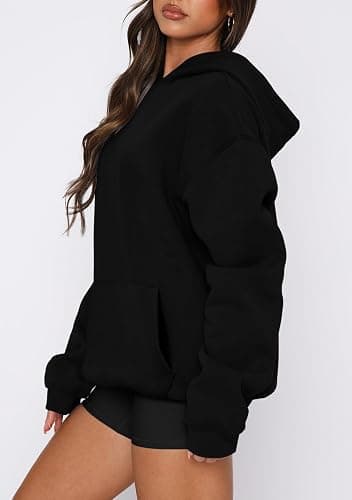 onlypuff Women Hoodies Casual Pullover Long Sleeve Sweatshirt Kangaroo Pocket Drop Shoulder Sweater thumbnail 4