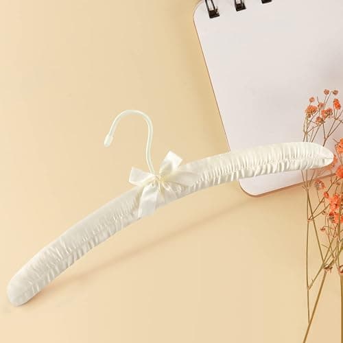 Topia Hanger Padded Hangers for Women Clothing,17-inch Satin Hangers 10 Pack Thick Foam Padded No Shoulder Bump for Sweaters, Coat, Blouses, Dresses-Ivory,CT18I-10 thumbnail 2