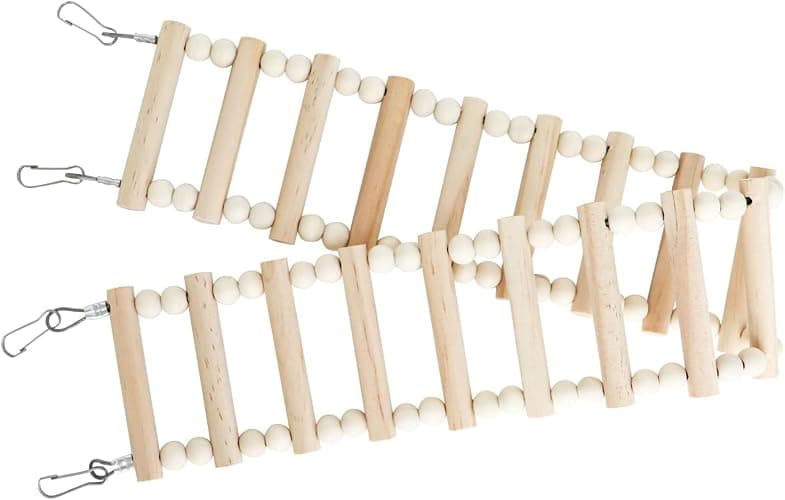 Dnoifne Rat Ladder Bridge Toy, Natural Wooden Climbing Toy for Rats, Hamsters, Birds, Parrots, Parakeets, Cockatiels, Sugar Gliders - 18 Steps - 25.98 x 3.14 Inch thumbnail 5