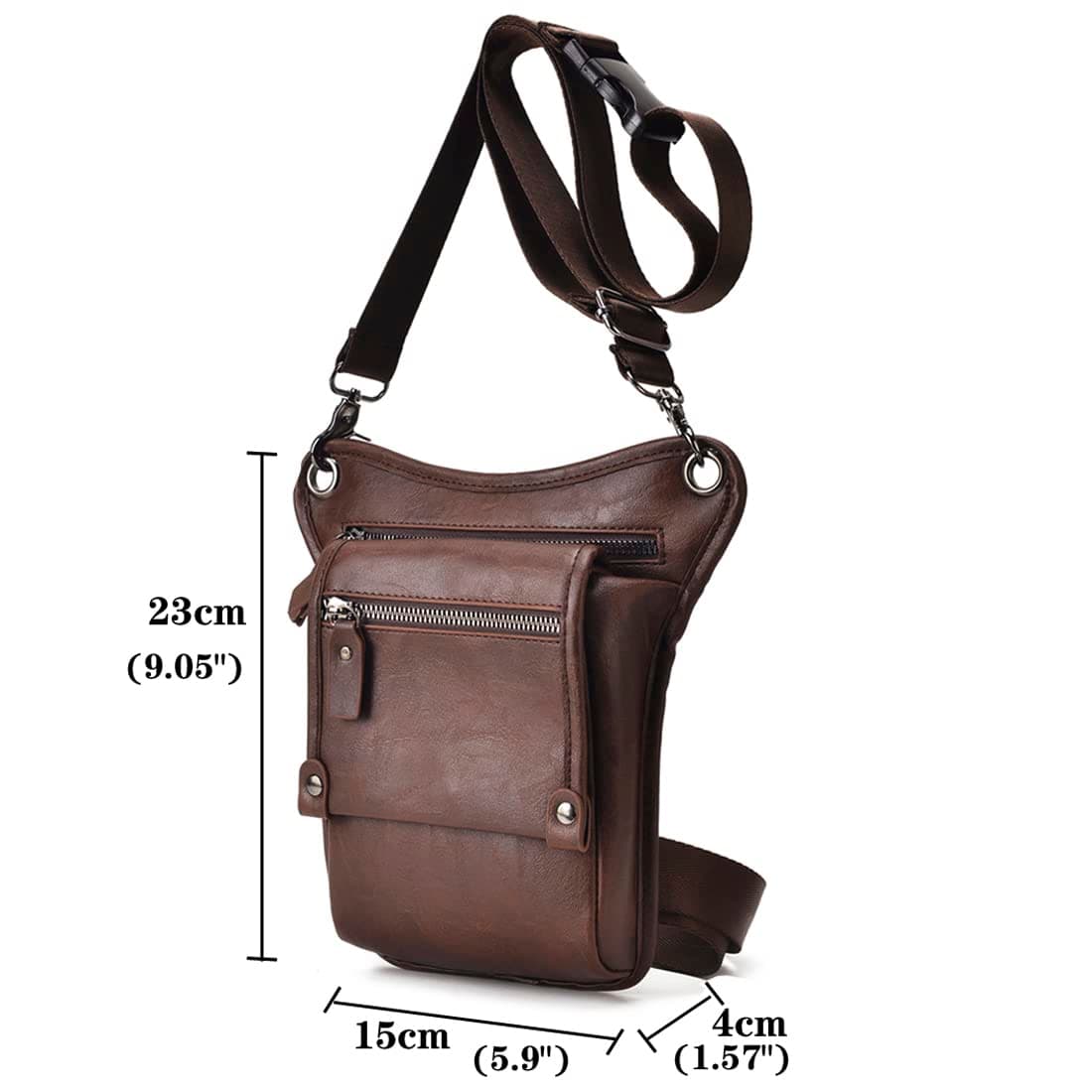 Riñonera de piel clásico para hombre, cinturón de cadera, marrón (01-brown), Mediano, Casual thumbnail 2