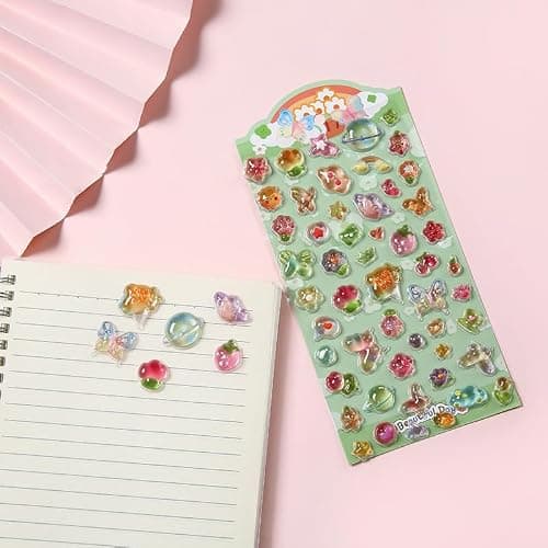 3D Cute Stickers Cartoon Butterfly Flowers Green Fruit Puff Stickers Kawaii Mini Puffy 3D Reusable Puffy for Scrapbooks Planner Journals Laptops Phone Case Decoration thumbnail 8
