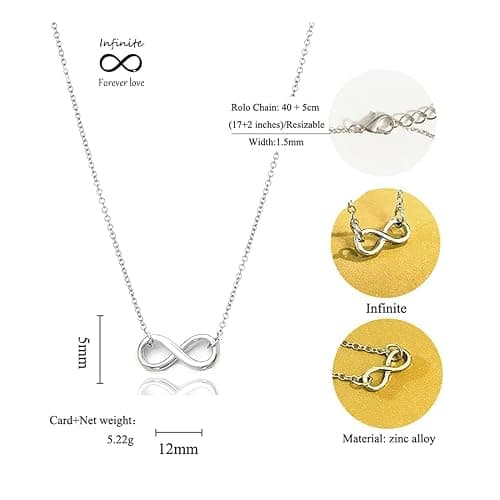 Friendship Infinite 8 Necklace Lucky Elephant Star Pearl Circle Pendant Necklace for Women Gift Card… thumbnail 2