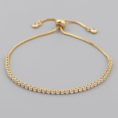 JO WISDOM Tennis Bracelets for Women 2mm Cubic Zirconia Adjustable Slider Bracelets Tennis Bracelet Fashion White/Gold Jewelry Birthday Gifts for Women thumbnail 6