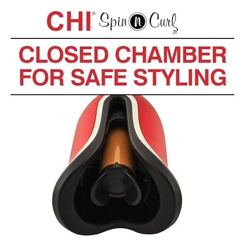 CHI Spin N Curl, Curling Iron For Healthy & Shiny Effortless Curls & Waves, Provides Preset Temperature Settings For Each Hair Texture, Ruby Red thumbnail 3