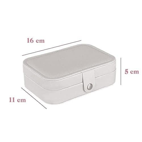 CNMTCCO Petite boîte à bijoux de voyage pour colliers, bagues, bracelets, boucles d'oreilles - Similicuir de qualité supérieure - Boîte cadeau pour filles et femmes (blanc) thumbnail 3