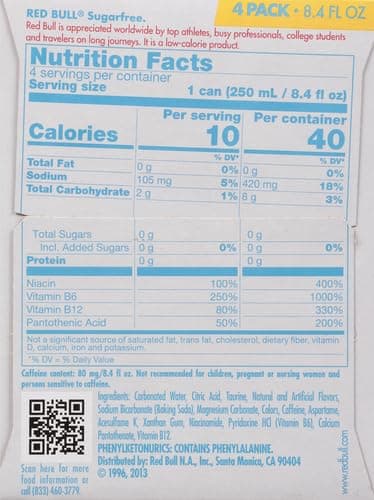 Red Bull Sugar Free Energy Drink with 80mg Caffeine plus Taurine & B Vitamins, 8.4 Fl Oz, Pack of 8 Cans thumbnail 13