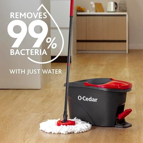 O-Cedar EasyWring Microfiber Spin Mop, Bucket Floor Cleaning System, Red, Gray, Standard - EasyWring - Cleaning System thumbnail 3