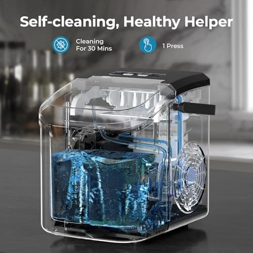 Countertop Ice Maker Machine, 8 Ice Cubes in 6 mins, 26lb/Day Ice with 2 Sizes- Portable Mini, Energy Saving & Basket/Scoop for Home/Party/Travel/Camping/Bar,White thumbnail 5
