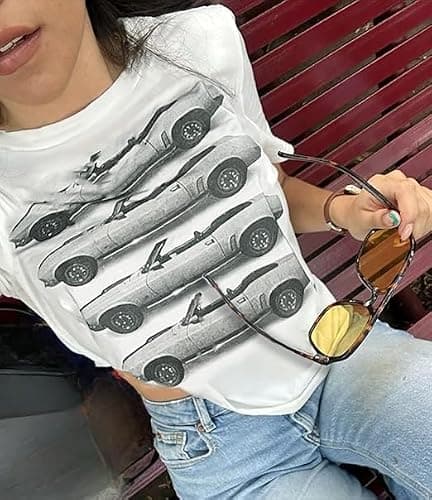 Buzoh Women's Graphic Tees Y2k Shirt Emo Vintage Oversized Graphic Tees for Women Cute Summer Top Aesthetic 2000s thumbnail 2