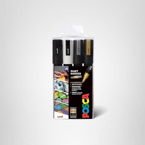 uni POSCA PC-5M Water-Based Paint Markers, Reversible Medium Tip (1.8-2.5mm), Assorted Colors, 4 Pack thumbnail 11