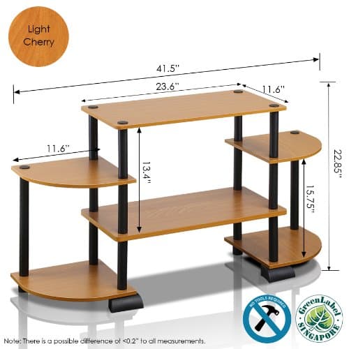 Furinno Turn-N-Tube Rounded Corner TV Entertainment Center, Espresso/Black thumbnail 7