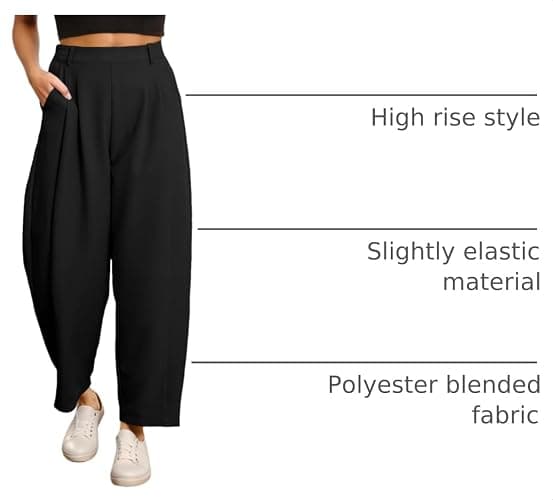 EVALESS Womens Wide Leg Barrel Pants with Pockets | Elastic High Waisted, Loose Fit, Business Casual Dress Trousers, Office Work Teacher Travel Slacks thumbnail 4