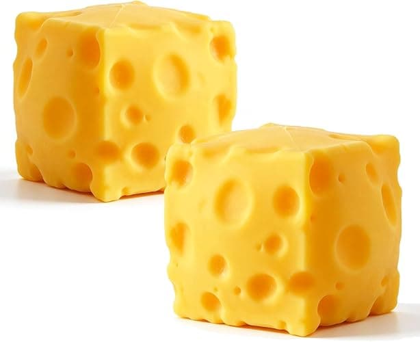 2 Packs Cheese Squishy Slow Rising, Squishy Squeeze Yellow Cheese Block, Soft Novelty Toy, Stress Balls for Adults Rebounding Sensory Squishys Cheese (Yellow) - Image 1