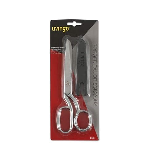 LIVINGO 8" Professional Heavy Duty Tailor Fabric Scissors, Dressmaker Sewing Classic Stainless Steel Ultra Sharp Forged Shears, Bent A-silver thumbnail 7