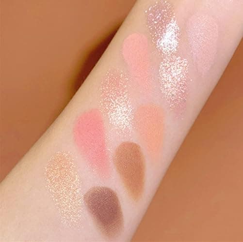 Go Ho 10 Colors Eyeshadow Palette,Matte&Glitter&Shimmer Eyeshadow Korean Makeup,Long Lasting Blendable Shades,Naturing-Looking,Waterproof Cool Eye Shadow Makeup Palette,01 thumbnail 3