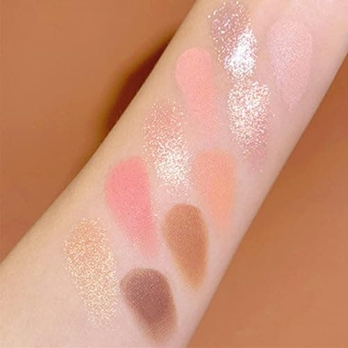 Go Ho 10 Colors Eyeshadow Palette,Matte&Glitter&Shimmer Eyeshadow Korean Makeup,Long Lasting Blendable Shades,Naturing-Looking,Waterproof Cool Eye Shadow Makeup Palette,01 - 01 Colors Peach Style thumbnail 3