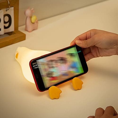 HAPPYBAG LED Lying Flat Duck Night Light, 3 Level Dimmable Nursery Nightlight,Cute Lamps Silicone Squishy Light Up Duck,Rechargeable Bedside Touch Lamp for Breastfeeding Toddler Baby Kids Decor thumbnail 5