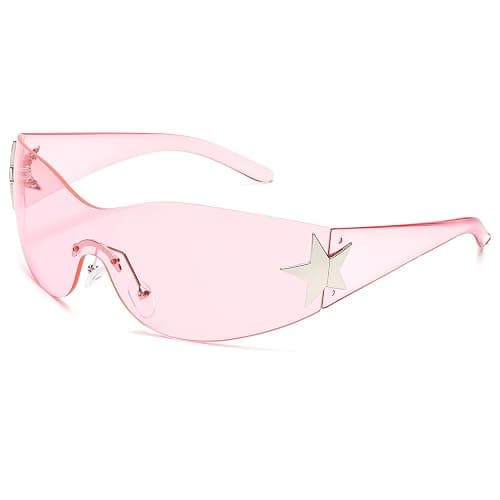 Rimless Y2K Sunglasses for Women Men Wrap Around Fashion Sunglasses Oversized Frameless Trendy Sun Glasses - Image 1