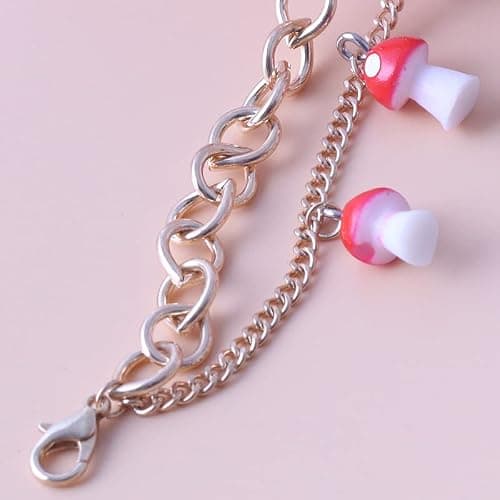 Rrdaily Double Layer Mushroom Bracelet Anklet， Cute Red Mushroom Bracelet Combination Bracelet Anklet Jewelry for Women thumbnail 8