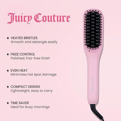 Juicy Couture - Heated Straightening Brush, Sleek & Smooth Hair in Minutes (Pink) thumbnail 2