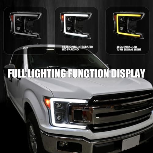 SPEC-D TUNING Black Smoke Sequential Switchback Projector Headlights w/LED Light Bar Compatible with 2018-2020 Ford F-150, Left + Right Pair Headlamps Assembly thumbnail 2