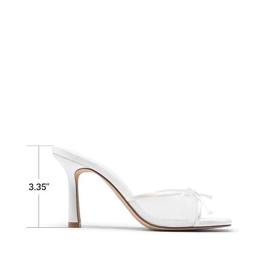 DREAM PAIRS Women's Square Open Toe Heels With Bow Vintage Slip on Stiletto High Backless Dressy Sandals for Daily Party thumbnail 4