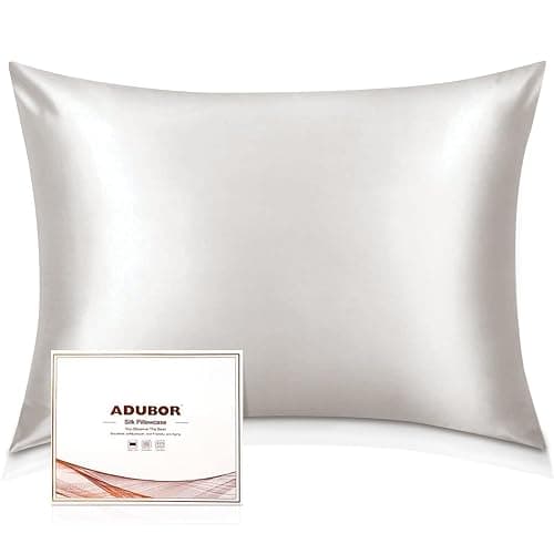 Adubor 100% Silk Pillowcase - Mulberry Silk Pillow Cases, 23 Momme 6A Grade Fibers, Silk Pillow Case for Hair and Skin Health, with Hidden Zipper (Standard 20''×26'', Lvory White, 1PC) - Image 1
