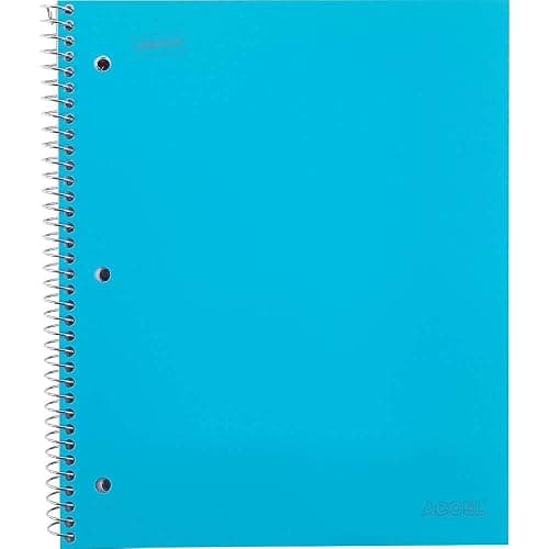 Staples Accel Durable Poly Cover 1-Subject Notebook, College Ruled, Teal | 8.5x11 inch notebook for school and office everyday note-taking. thumbnail 3
