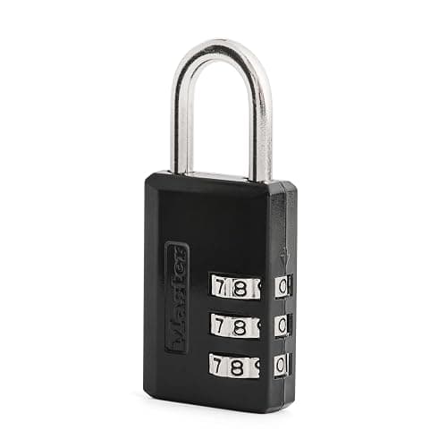 Master Lock Black Combination Padlock, Indoor Gym Locker Lock with Customizable 3-Digit Code for Luggage, Backpacks, Cabinets, 647D - Image 1