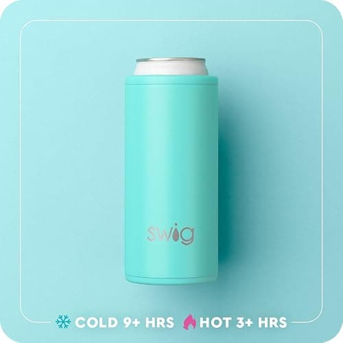 Swig Life 12oz Skinny Can Cooler for Slim Cans, Boot Scootin' Pink | Insulated Stainless Steel - Fits Slim 12oz Cans - Keeps Drinks Cold - No Sweat Design - Beach & Tailgate Ready thumbnail 3