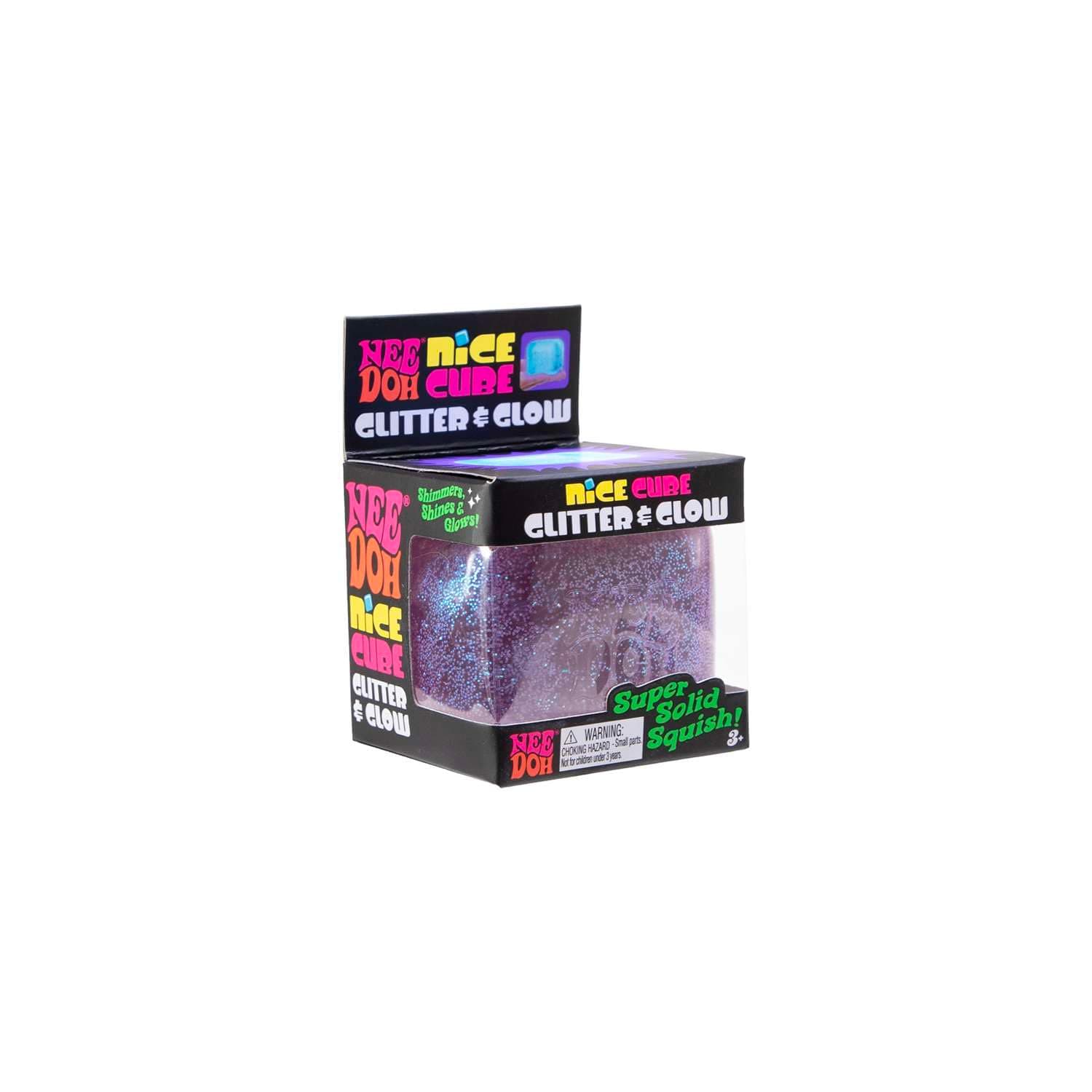 NeeDoh Nice Cube Glitter & Glow, Squishy Sensory Stress Relief Fidget Toy, Calming Cube for Kids and Teens, Assorted Colours, Satisfying Tactile Play, Suitable for Ages 3 and Up thumbnail 2