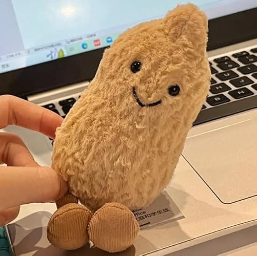 Maomoto Plush Peanut Soft Toy, 5.9‘’ Peanut Plush Doll for Children, Beige Fluffy Stuffed Doll with Feet, Cute Smiling Plush Doll Gift for Birthday and Valentine's Day thumbnail 2