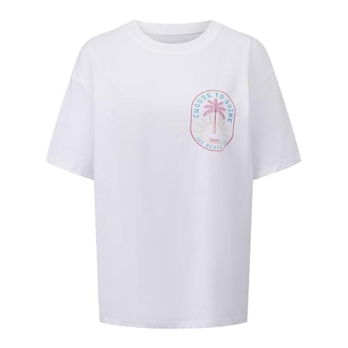 Women Teen Girls Oversized Graphic T Shirts Short Sleeve Aesthetic Ocean Animal Baggy Top Y2K Summer Beach Tees thumbnail 4
