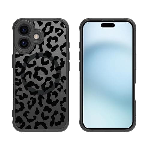 Aconfei for iPhone 16 Magsafe Case, Magnetic Black Leopard Design Cute Soft TPU Shockproof Protective for Girls Women Phone Cover thumbnail 3