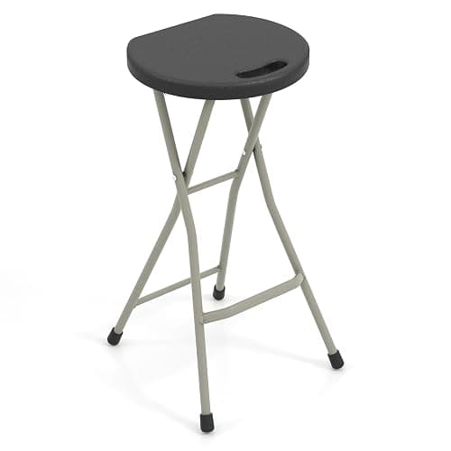 GYMAX Folding Stool, 28in Portable Collapsible Bar Stool with Handle & Steel Frame, 330lbs Sturdy Foldable Lightweight Metal Chair for Outdoor/Indoor Kitchen Home Bar, Assembly Free (Set of 1, 28inch) - Image 1