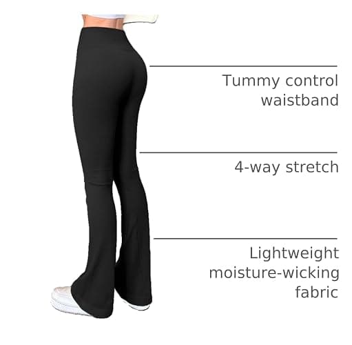 OQQ Women's 2 Piece Yoga Pants Ribbed Seamless Workout High Waist Bell Bottoms Flare Leggings thumbnail 4