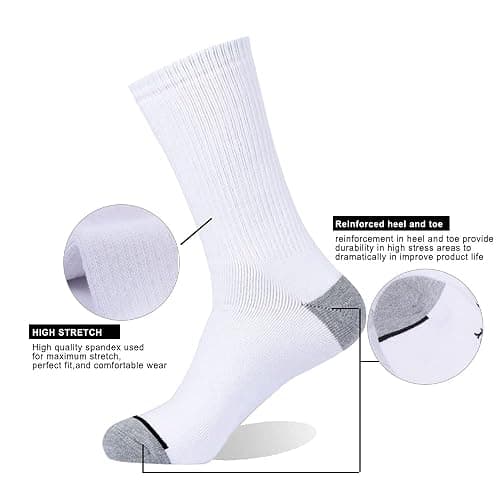 EnerWear 10P Pack Unisex Cotton Moisture Wicking Cushion Crew Socks thumbnail 4