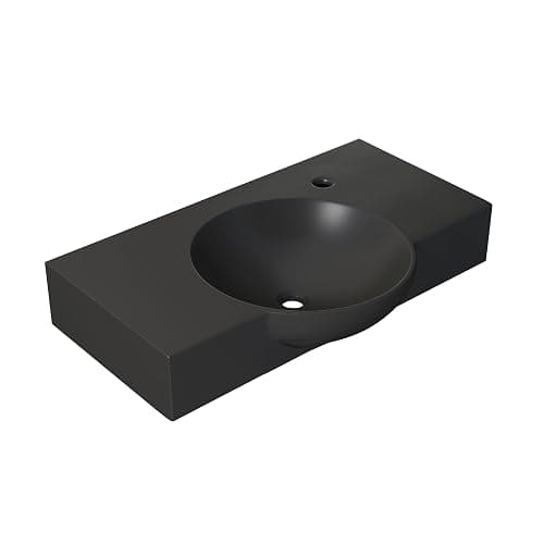 Swiss Madison Chateau 30" Wall-Mounted Sink Center Basin with Right Side Faucet Mount in Matte Black thumbnail 8