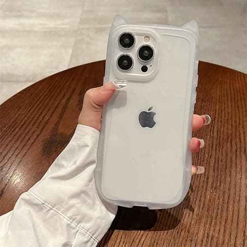 Sunswim Compatible with iPhone 14 Pro Max Case Cute Kawaii 3D Cat Ears Girls Women Clear Flexible Soft TPU Transparent Shockproof Protective Phone Case Cover for iPhone 14 Pro Max-Clear thumbnail 3
